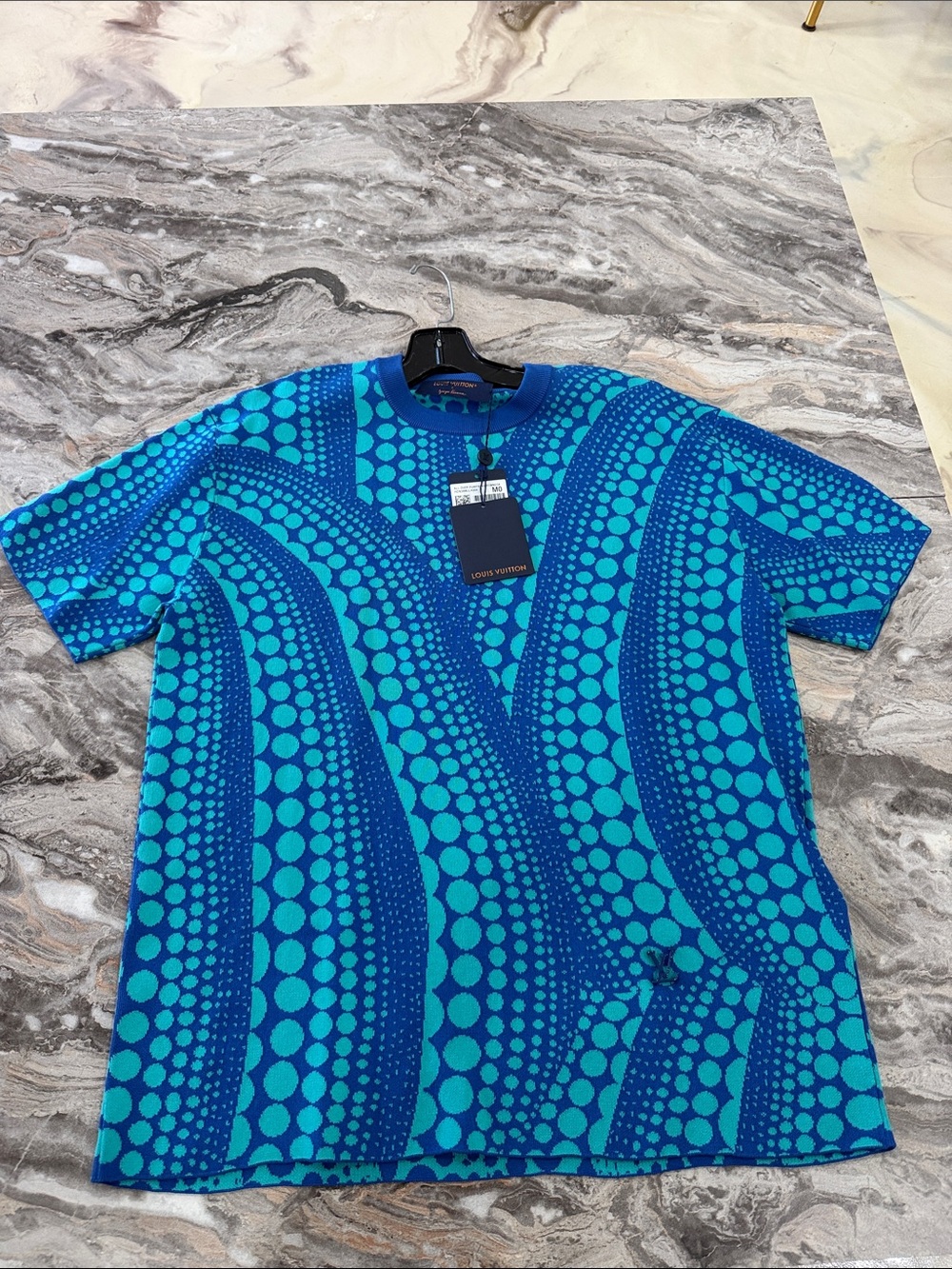 AUTHENTIC Louis Vuitton Turquoise and Blue Wave All over pumpkin crewneck UNWORN